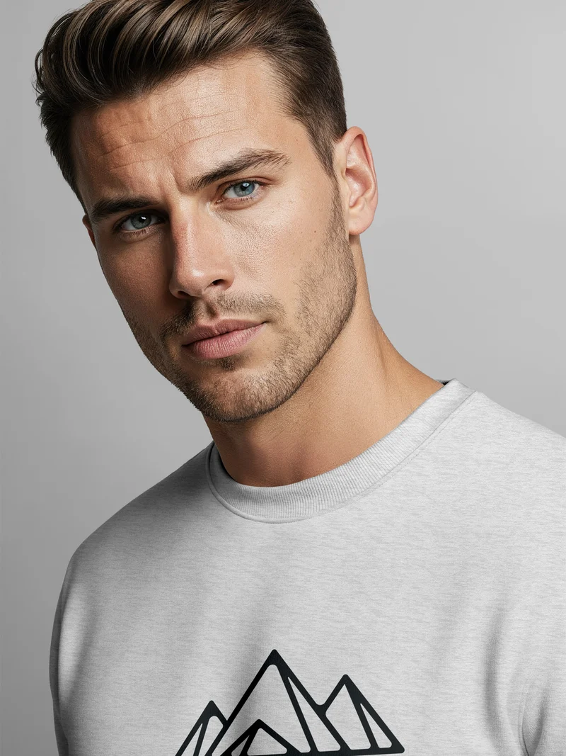 Sweatshirt Herren Berge Poygon Print Wandern Rundhals-Pullover Outdoor Fashion Streetwear