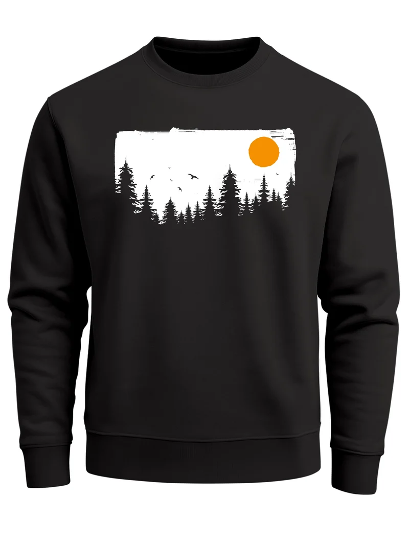 Sweatshirt Herren Wald Bäume Outdoor Adventure Abenteuer Natur Rundhals-Pullover Fashion Streetwear