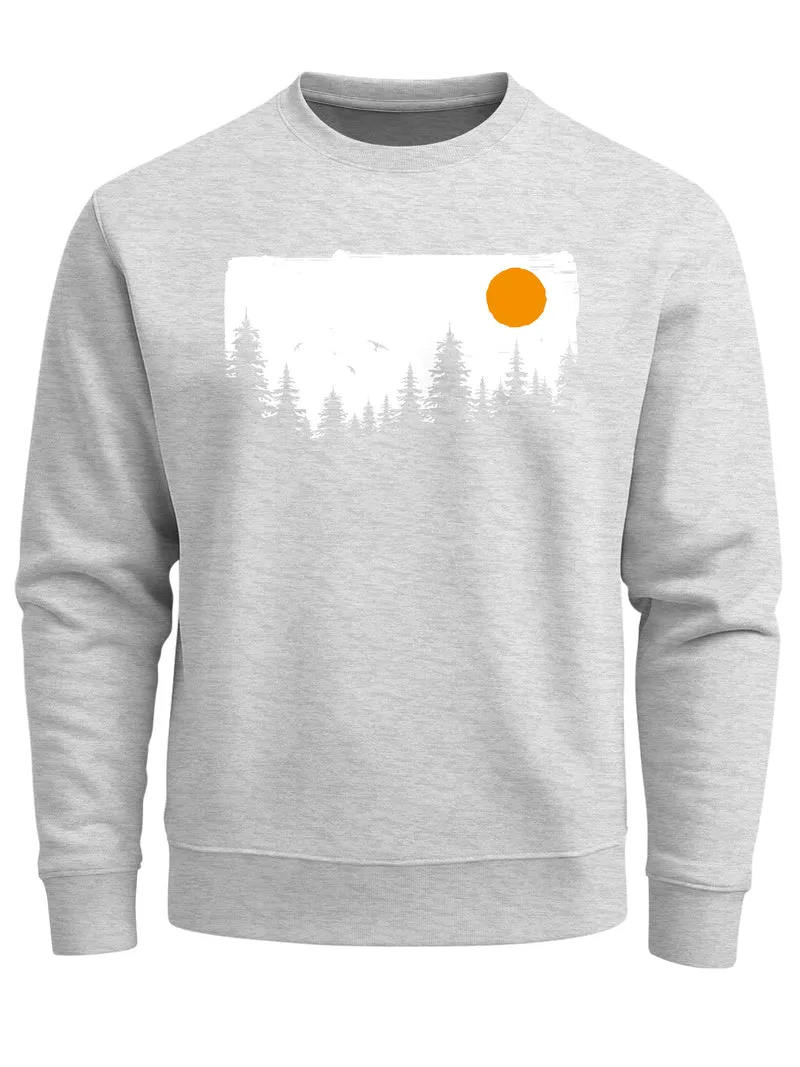 Sweatshirt Herren Wald Bäume Outdoor Adventure Abenteuer Natur Rundhals-Pullover Fashion Streetwear