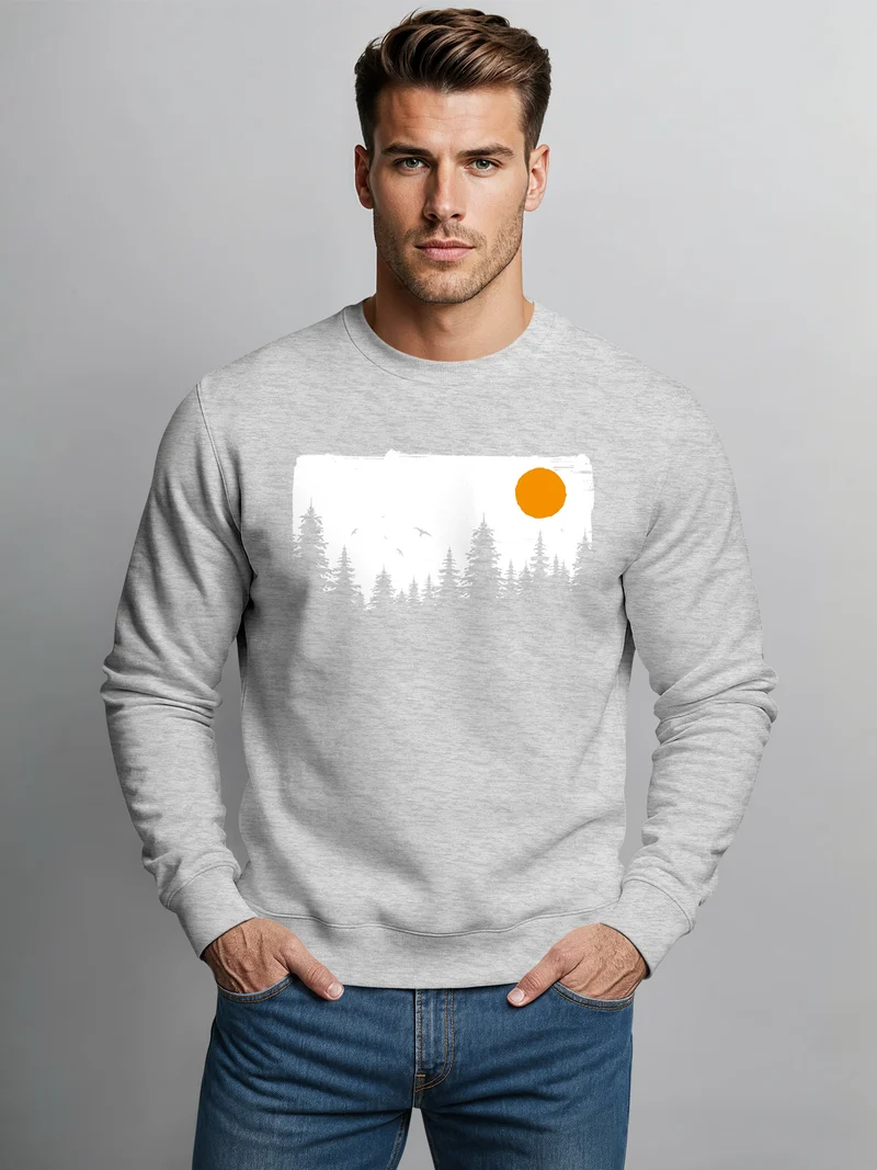 Sweatshirt Herren Wald Bäume Outdoor Adventure Abenteuer Natur Rundhals-Pullover Fashion Streetwear