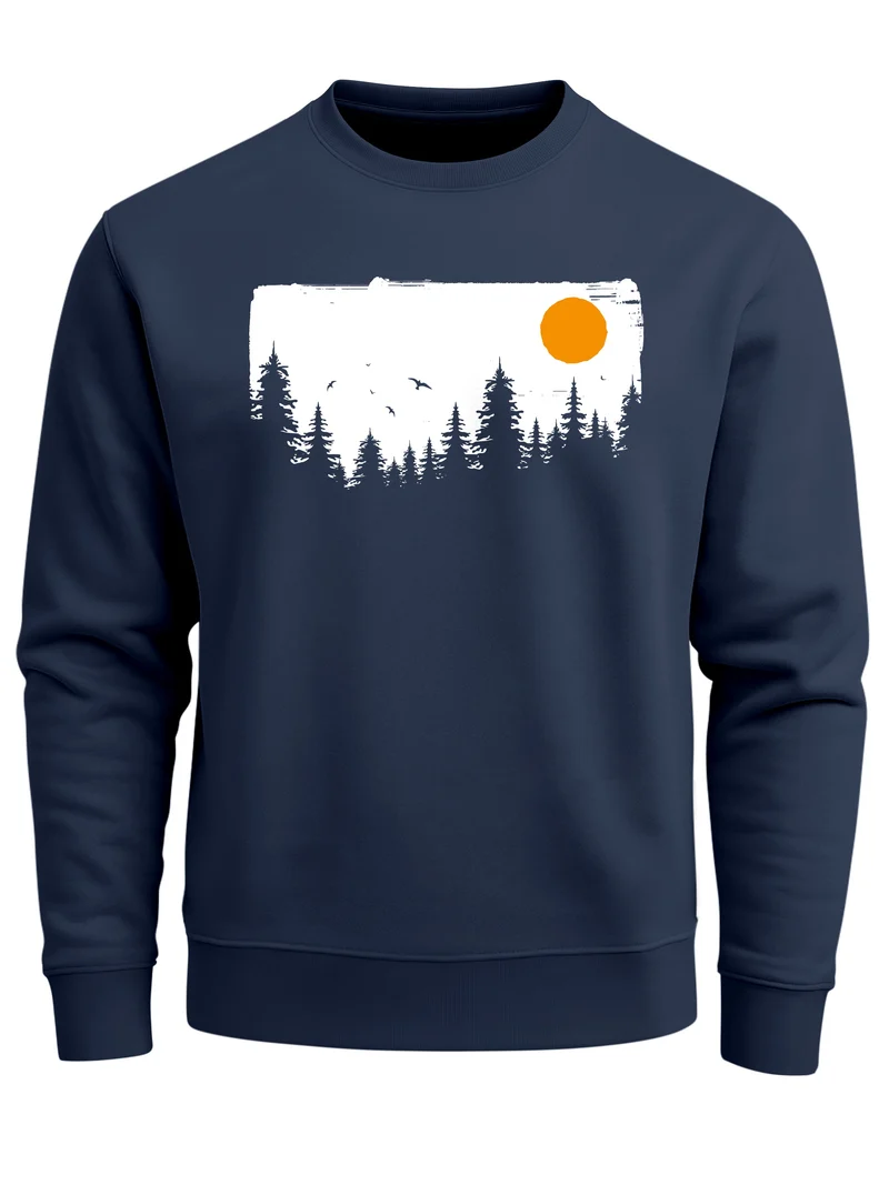 Sweatshirt Herren Wald Bäume Outdoor Adventure Abenteuer Natur Rundhals-Pullover Fashion Streetwear