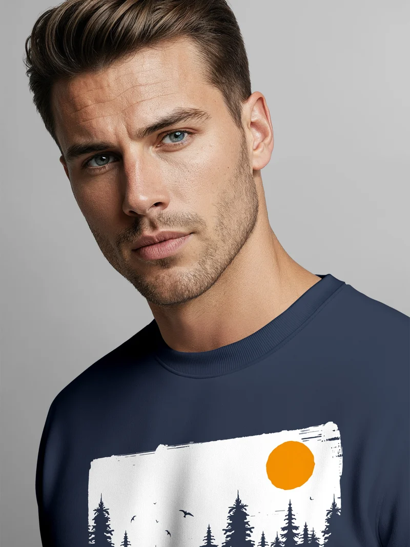 Sweatshirt Herren Wald Bäume Outdoor Adventure Abenteuer Natur Rundhals-Pullover Fashion Streetwear