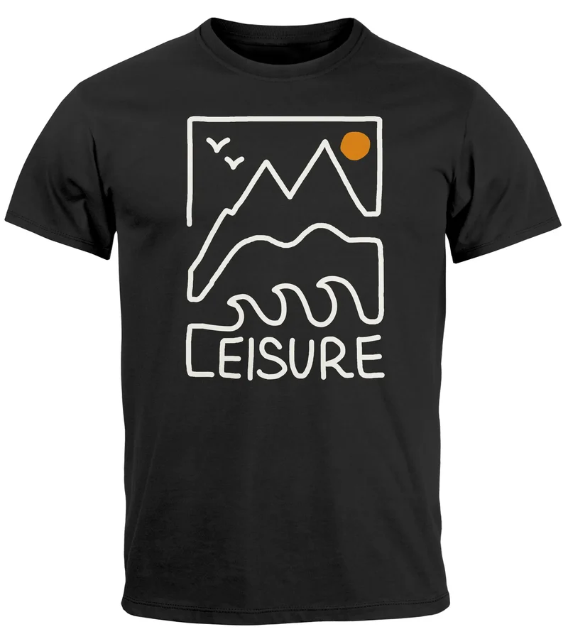 Herren T-Shirt Printshirt aus Baumwolle Outdoor Grafik im Line-Art Stil Wandern Freizeit Fashion Streetstyle