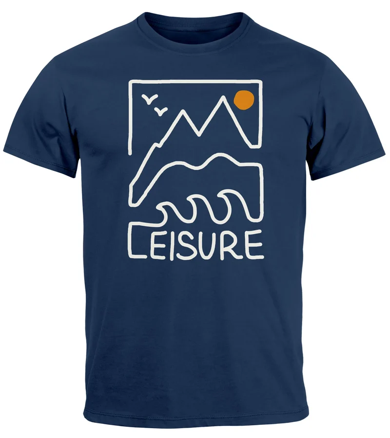 Herren T-Shirt Printshirt aus Baumwolle Outdoor Grafik im Line-Art Stil Wandern Freizeit Fashion Streetstyle