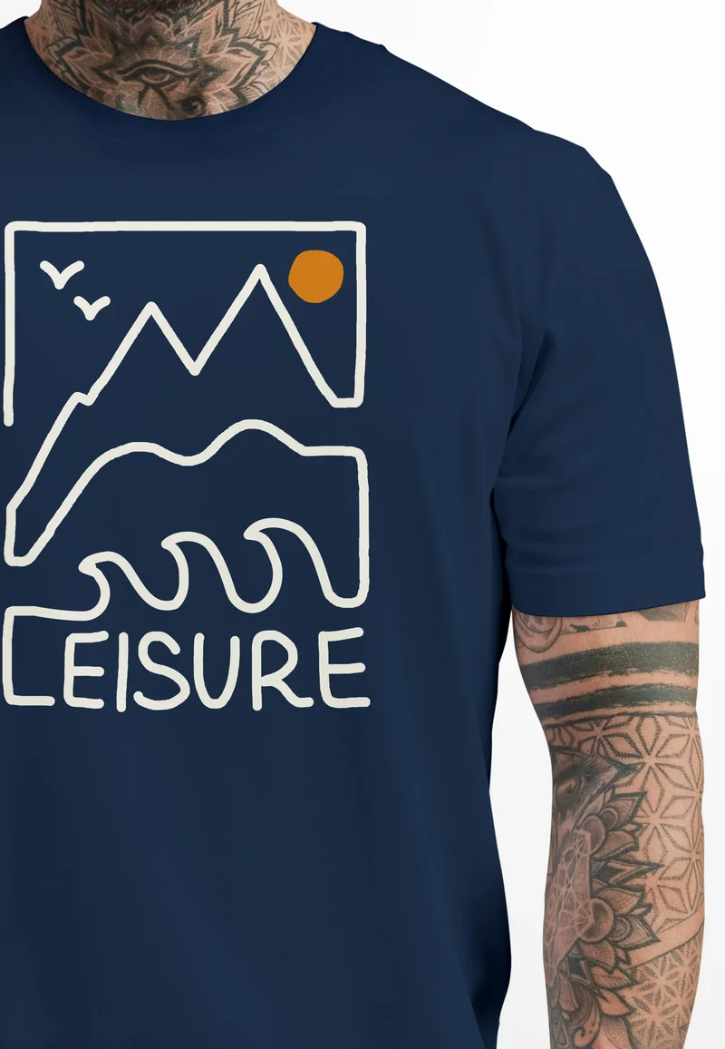 Herren T-Shirt Printshirt aus Baumwolle Outdoor Grafik im Line-Art Stil Wandern Freizeit Fashion Streetstyle