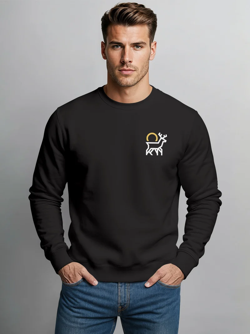 Sweatshirt Herren Hisch Print Aufdruck Logo Abstrakt Line-Art Outdoor Fashion Streetstyle Rundhals-Pullover