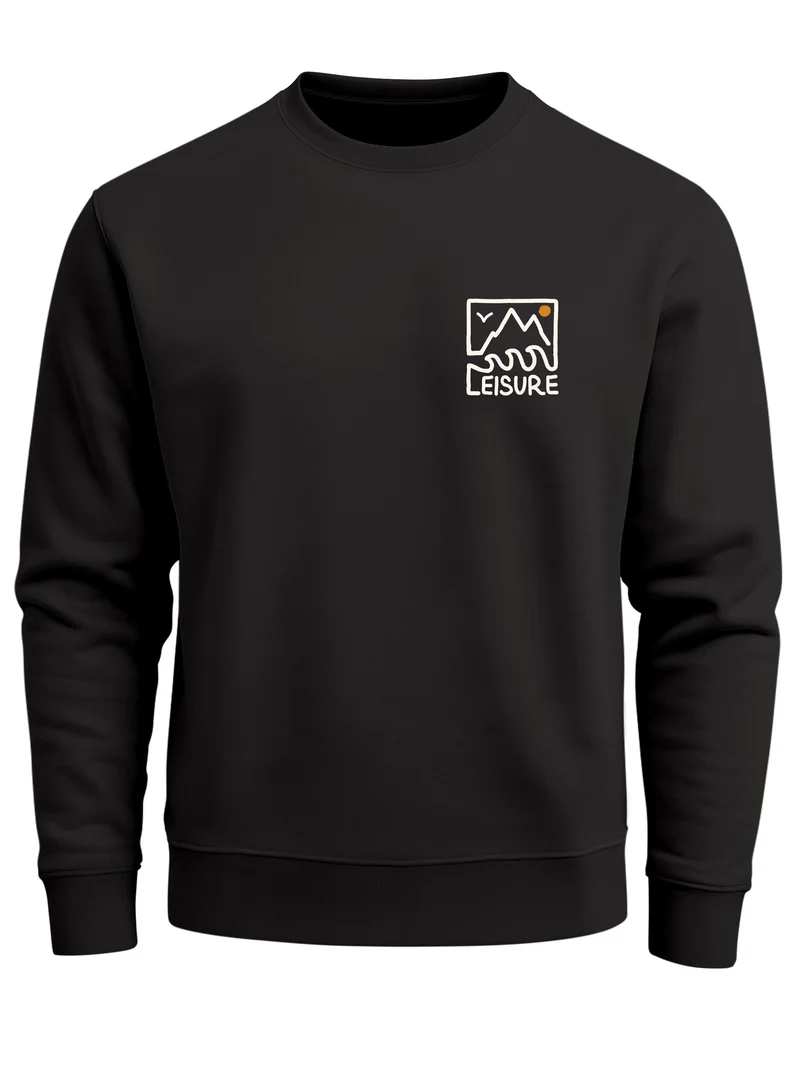 Sweatshirt Herren Wandern Berge Natur Aufdruck Print Outdoor Fashion Rundhals Pullover