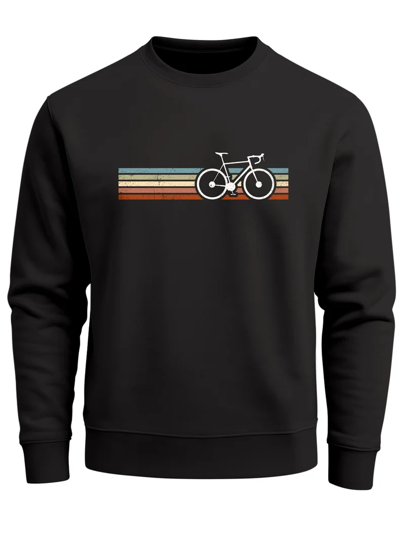 Sweatshirt Herren Fahrrad Retro Print Minimalistisch Radfahren Outdoor Fashion Rundhals-Pullover Streetwear