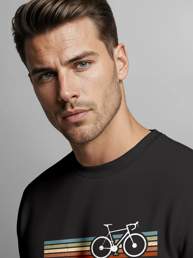 Sweatshirt Herren Fahrrad Retro Print Minimalistisch Radfahren Outdoor Fashion Rundhals-Pullover Streetwear
