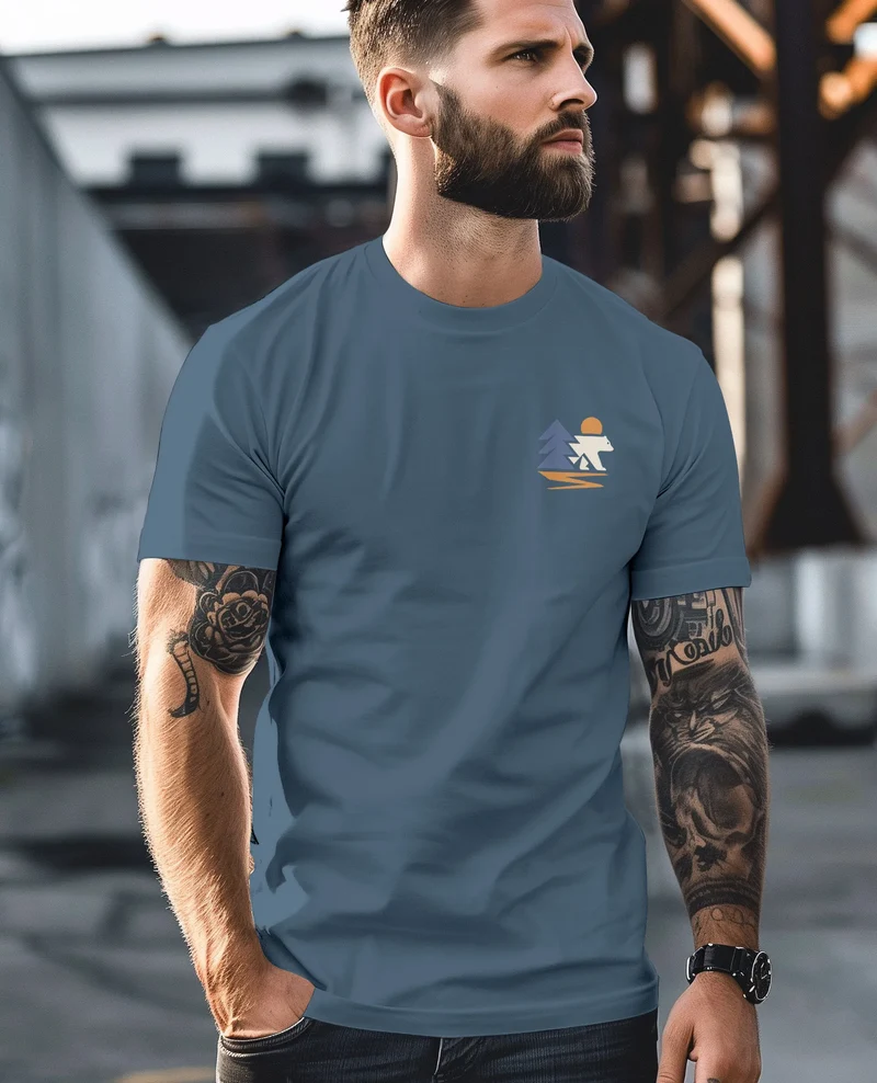 Herren T-Shirt mit Bär Print Stylisches Grafikshirt für Freizeit Wandern und Camping Outdoor Fashion