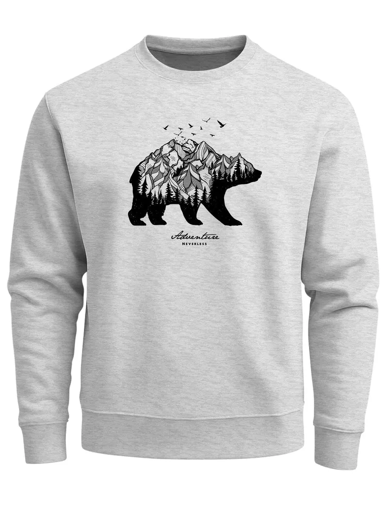Sweatshirt Herren Bär Abenteuer Berge Wald Bear Mountains Adventure Rundhals-Pullover
