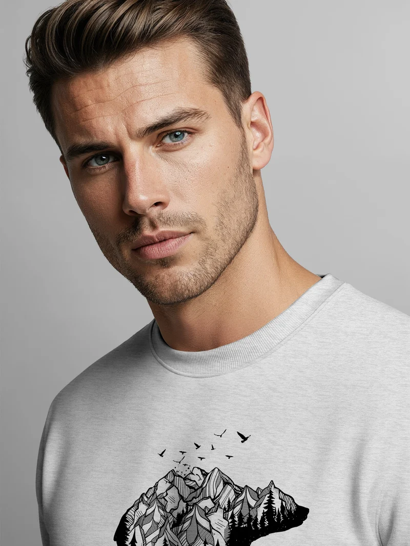 Sweatshirt Herren Bär Abenteuer Berge Wald Bear Mountains Adventure Rundhals-Pullover