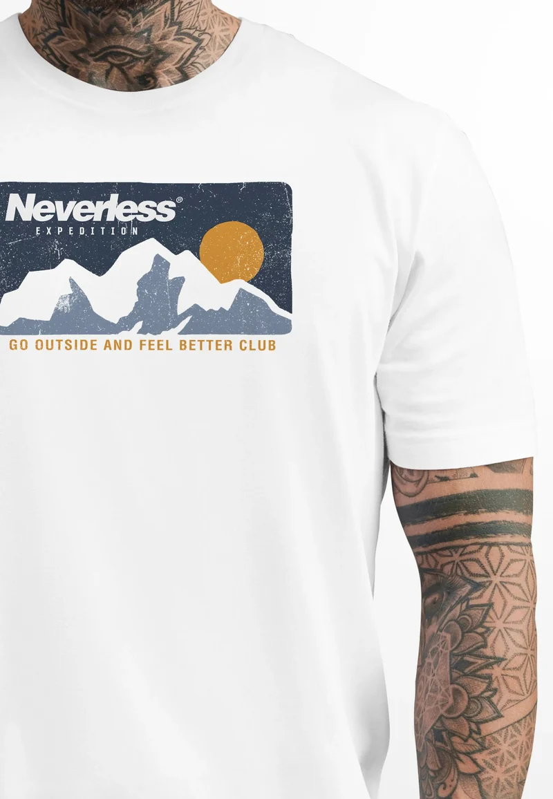 Herren T-Shirt Berge Wandern Berg-Grafik Vintage Retro Style Männer Fashion Streetstyle