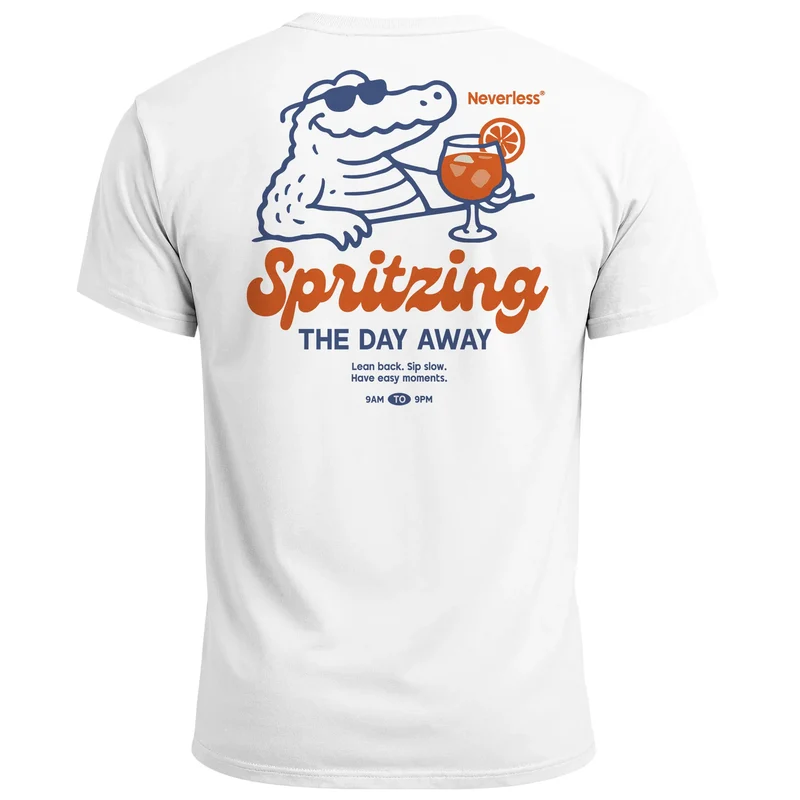 Herren T-Shirt Backprint Spritzing the day away Alligator Retro Design Printshirt Grafikshirt Fashion Streetstyle