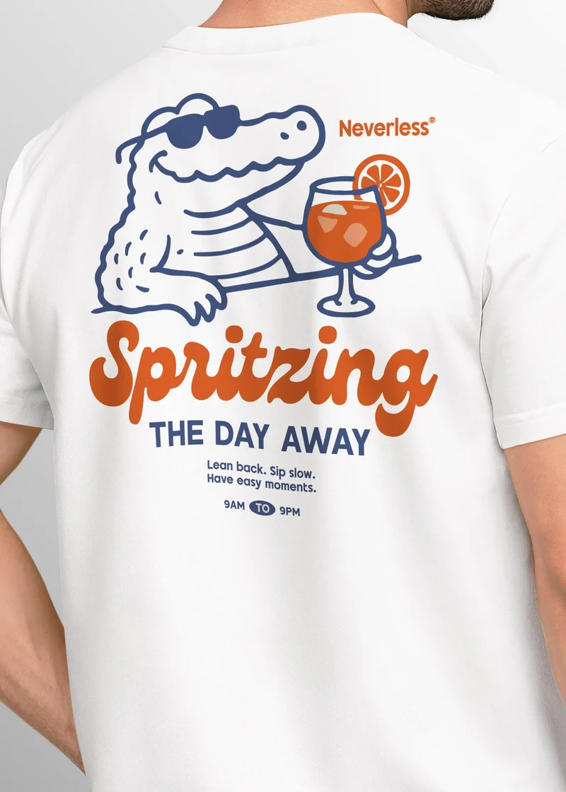 Herren T-Shirt Backprint Spritzing the day away Alligator Retro Design Printshirt Grafikshirt Fashion Streetstyle