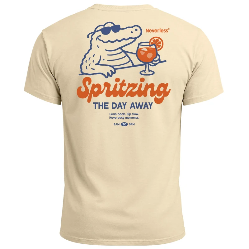 Herren T-Shirt Backprint Spritzing the day away Alligator Retro Design Printshirt Grafikshirt Fashion Streetstyle