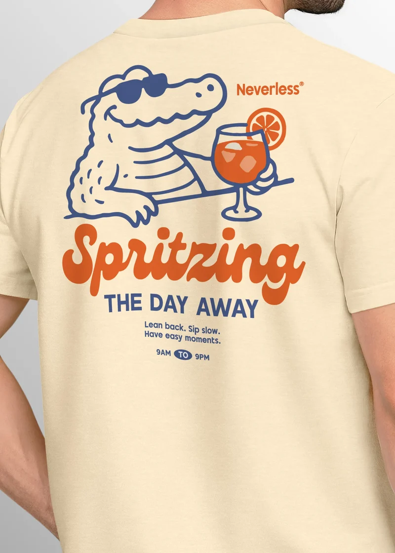 Herren T-Shirt Backprint Spritzing the day away Alligator Retro Design Printshirt Grafikshirt Fashion Streetstyle
