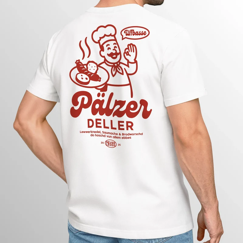 Herren T-Shirt Backprint Pfalz Design Pfälzer Dialekt Spruch Lustig Uffbasse Fashion Streetstyle