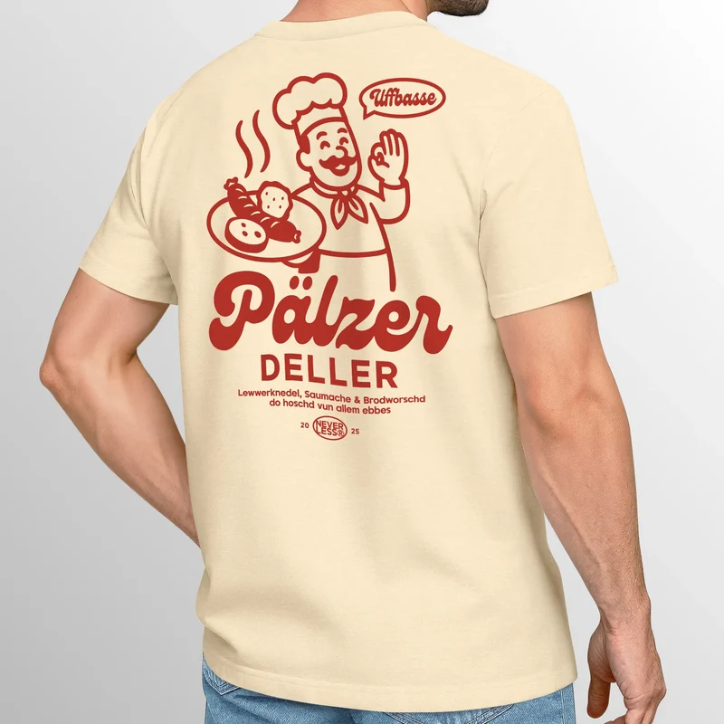 Herren T-Shirt Backprint Pfalz Design Pfälzer Dialekt Spruch Lustig Uffbasse Fashion Streetstyle