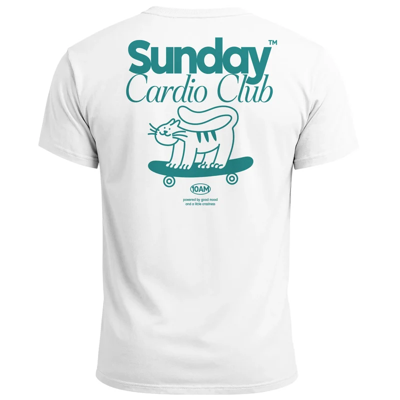 Backprint TShirt Herren Sunday Cardio Club Skater Skateboard Sommer Printshirt Rückendruck Fashion