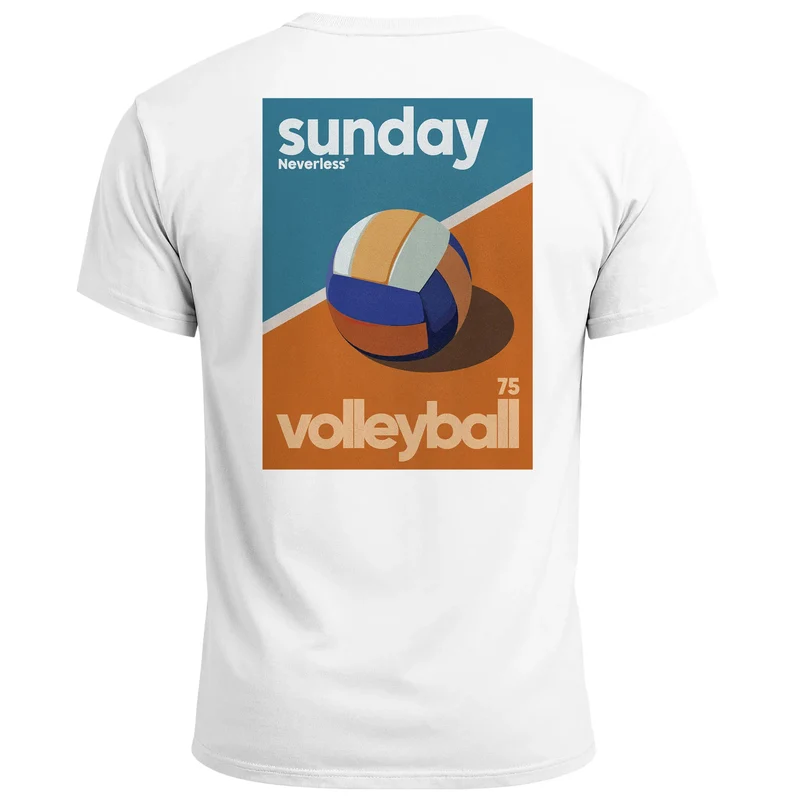 Herren T-Shirt Backprint Sunday Volleyball Grafikprint Urban Clubwear Retro Motiv Streetstyle