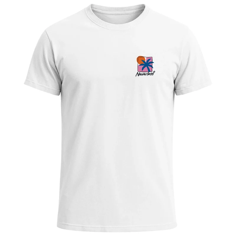 Herren T-Shirt Backprint Surfer Wellen Sunset Grafikprint Schriftzug Fashion Streetstyle