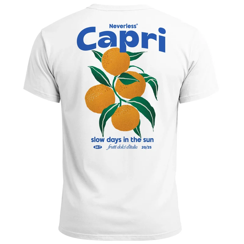 Herren T-Shirt Backprint Vintage Capri Orangen Grafikprint Fashion Streetstyle