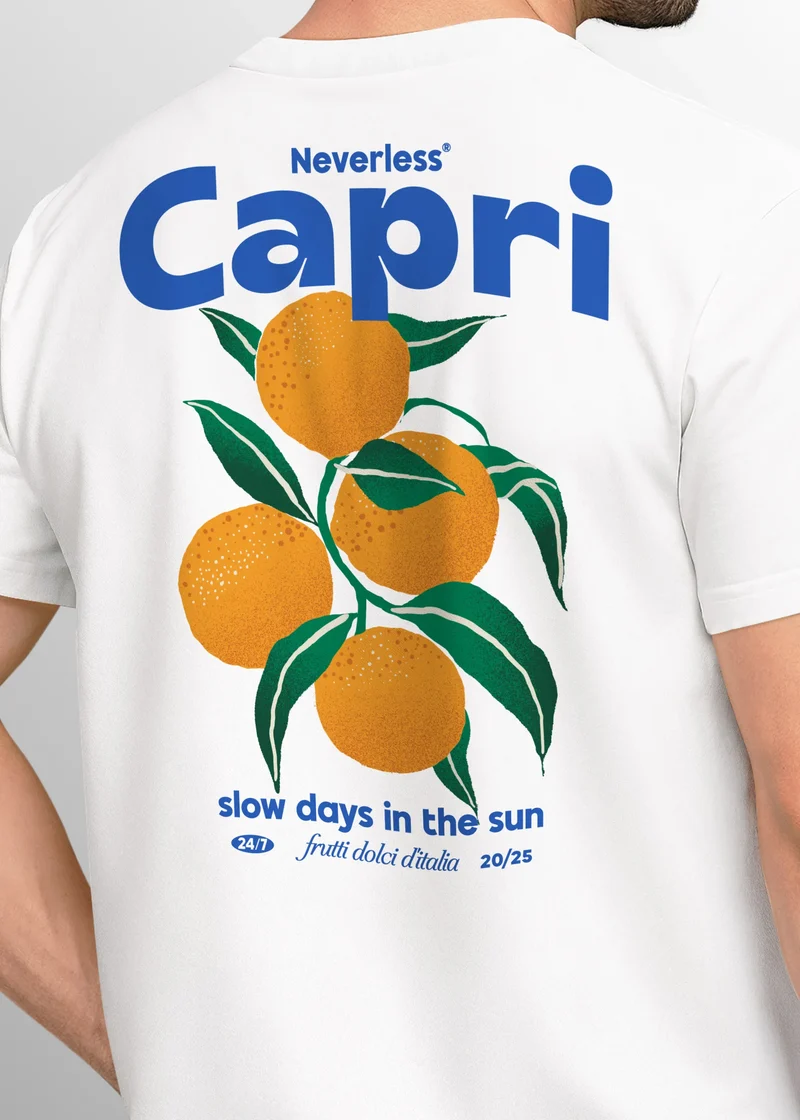 Herren T-Shirt Backprint Vintage Capri Orangen Grafikprint Fashion Streetstyle