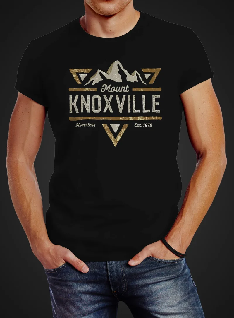 Herren T-Shirt Mountain Berge Adventure Emblem Retro Design Mount Knoxville Fashion Streetstyle