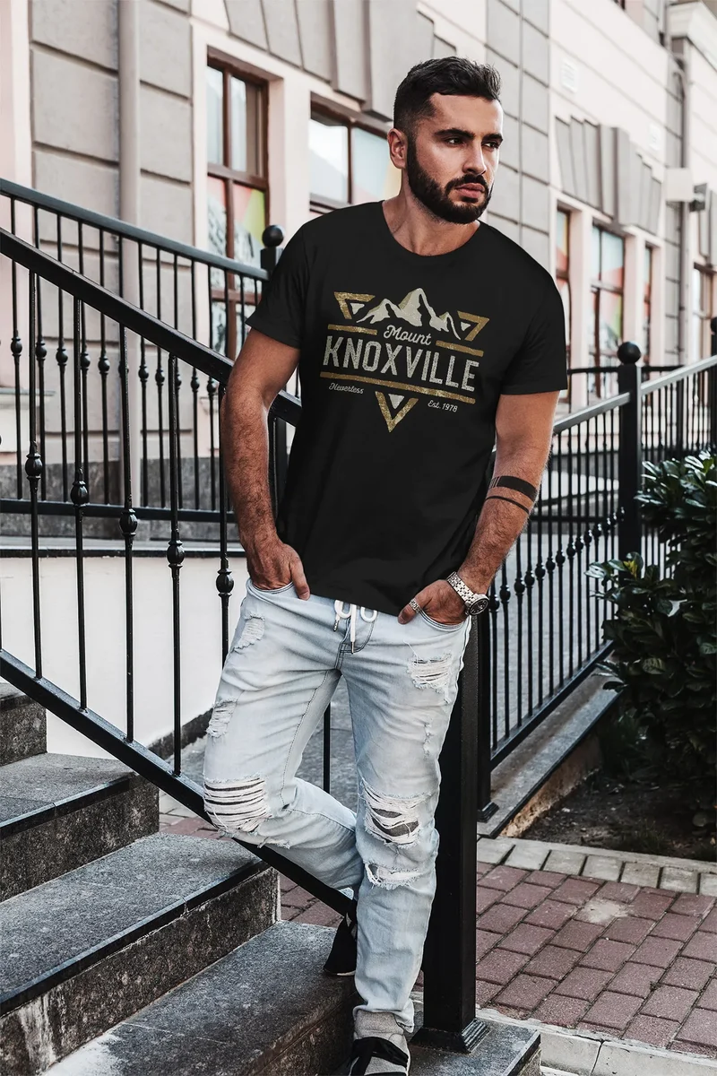 Herren T-Shirt Mountain Berge Adventure Emblem Retro Design Mount Knoxville Fashion Streetstyle