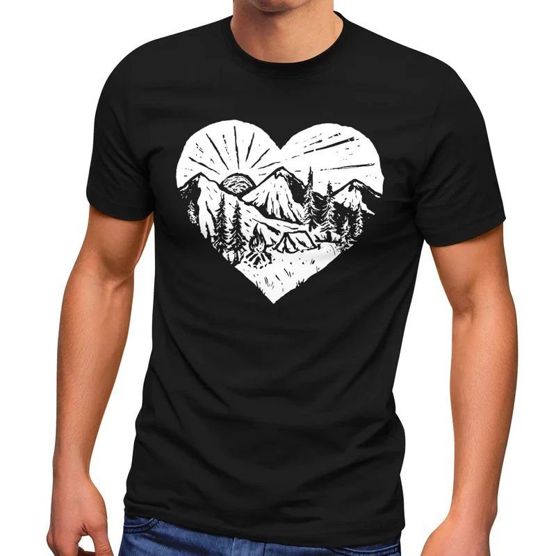Herren T-Shirt Wandern Berge Naturfreund Adventure Camping Muskelshirt Muscle Shirt Printshirt