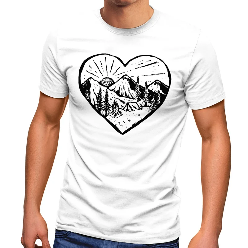 Herren T-Shirt Wandern Berge Naturfreund Adventure Camping Muskelshirt Muscle Shirt Printshirt
