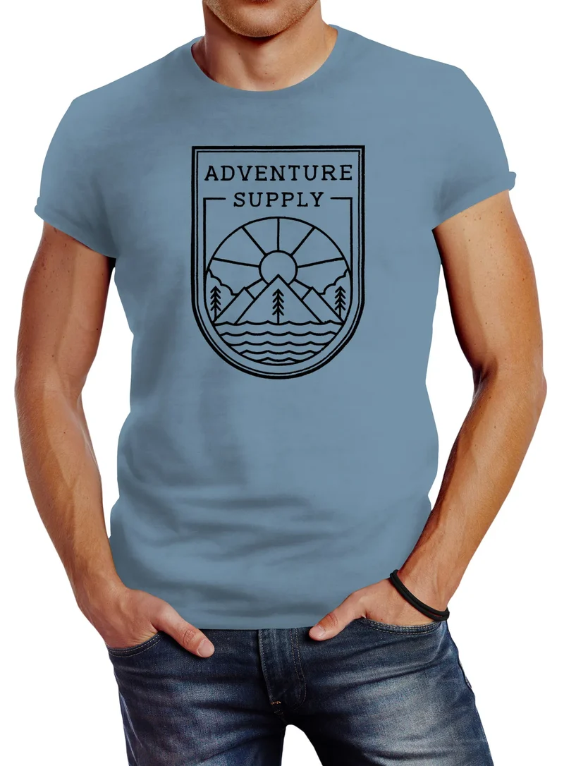 Herren T-Shirt Adventure Supply Wanderlust Fernweg Wandern Berge Mountains Slim Fit