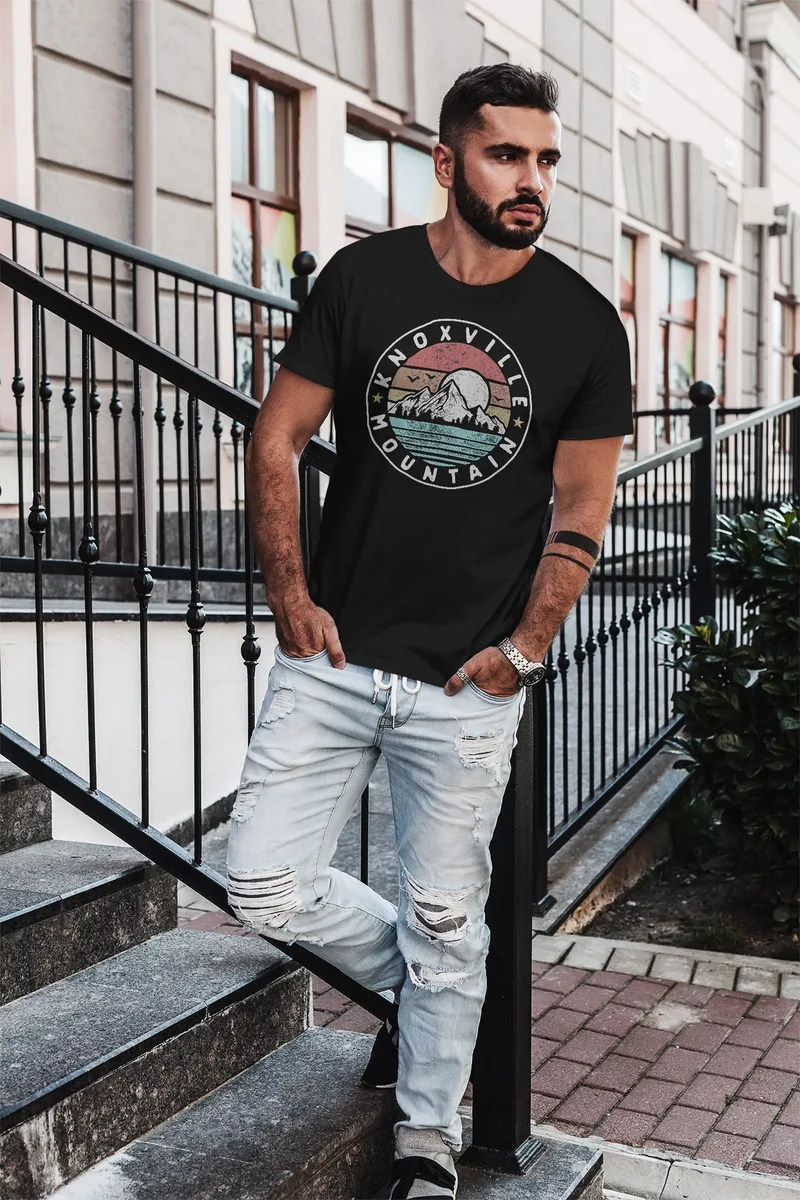 Herren T-Shirt Knoxville Mountain Logo Adventure Vintage Emblem Berge Fashion Streetstyle