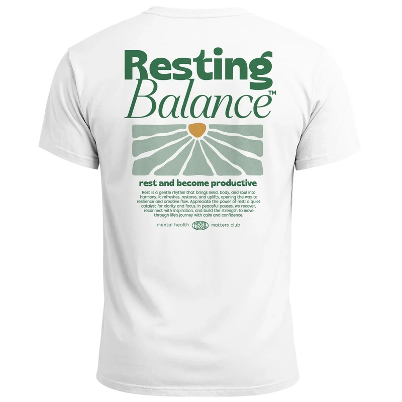 Herren T-Shirt Backprint Resting Balance Mental Health Matters Club Grafikprint Streetstyle