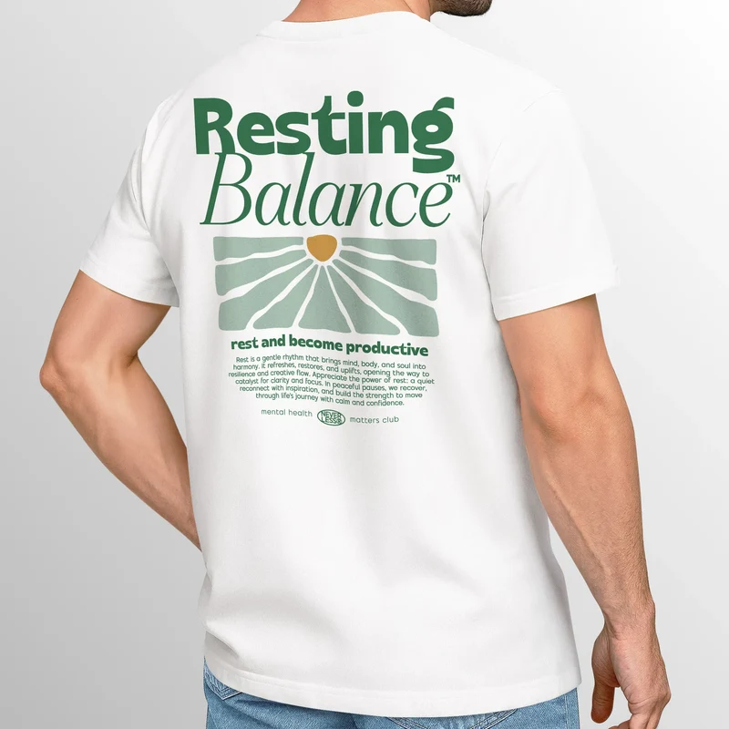 Herren T-Shirt Backprint Resting Balance Mental Health Matters Club Grafikprint Streetstyle