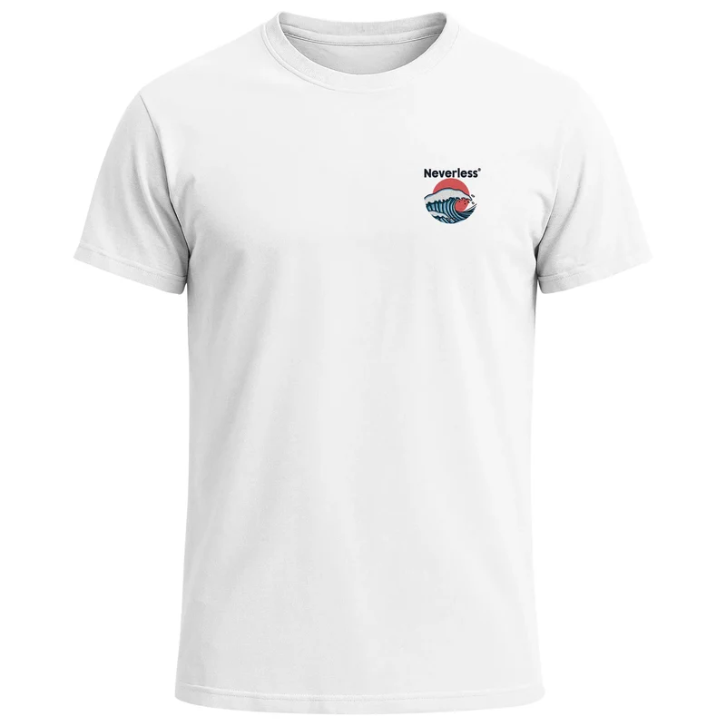 Herren T-Shirt Backprint Wellen Sonne Japan Retro Grafikshirt Fashion Streetstyle