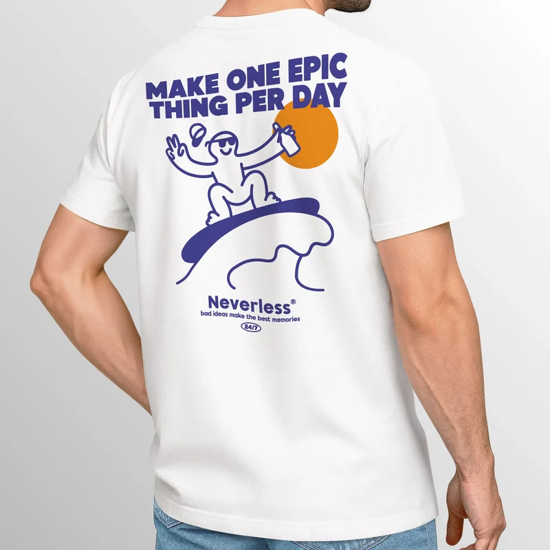 Herren T-Shirt Backprint Make One Epic Thing Per Day Grafikprint Schriftzug Fashion Streetstyle