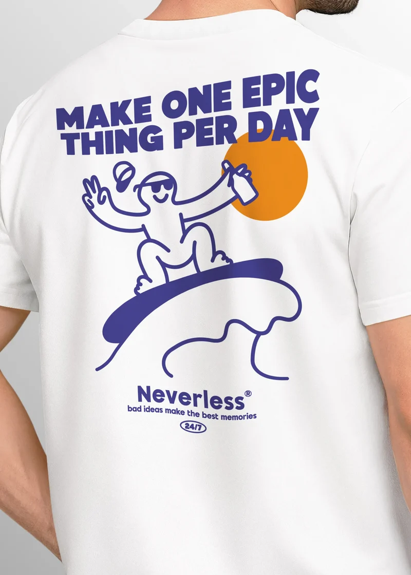 Herren T-Shirt Backprint Make One Epic Thing Per Day Grafikprint Schriftzug Fashion Streetstyle