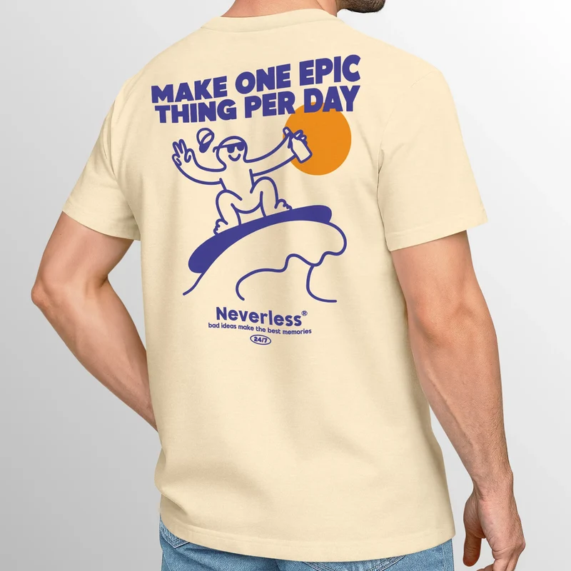 Herren T-Shirt Backprint Make One Epic Thing Per Day Grafikprint Schriftzug Fashion Streetstyle