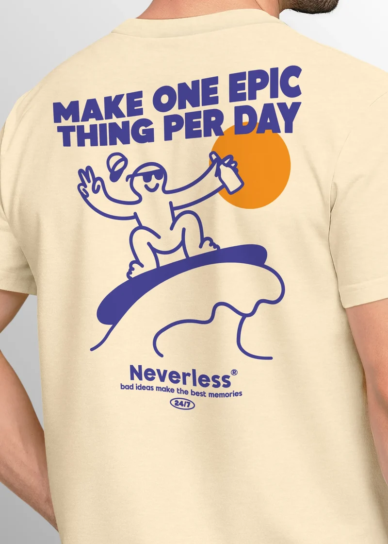 Herren T-Shirt Backprint Make One Epic Thing Per Day Grafikprint Schriftzug Fashion Streetstyle