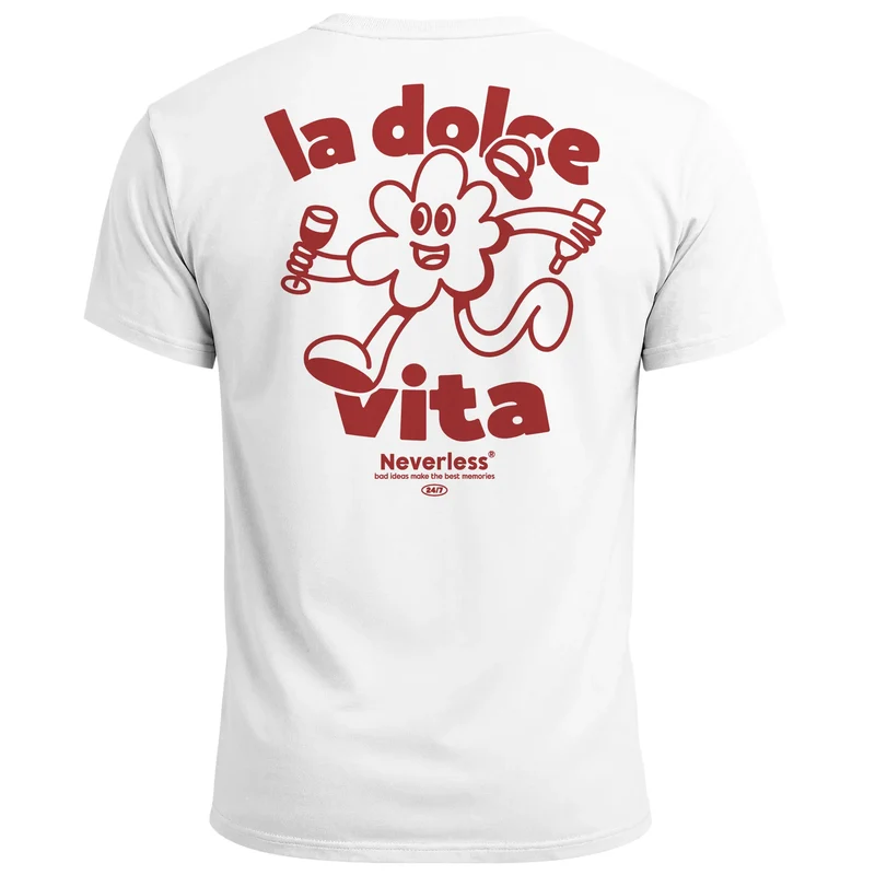 Herren T-Shirt Backprint La Dolce Vita Grafikshirt Schriftzug Fashion Streetstyle