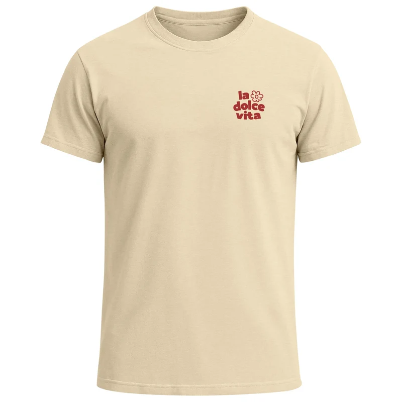 Herren T-Shirt Backprint La Dolce Vita Grafikshirt Schriftzug Fashion Streetstyle