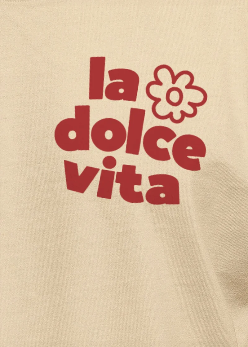 Herren T-Shirt Backprint La Dolce Vita Grafikshirt Schriftzug Fashion Streetstyle
