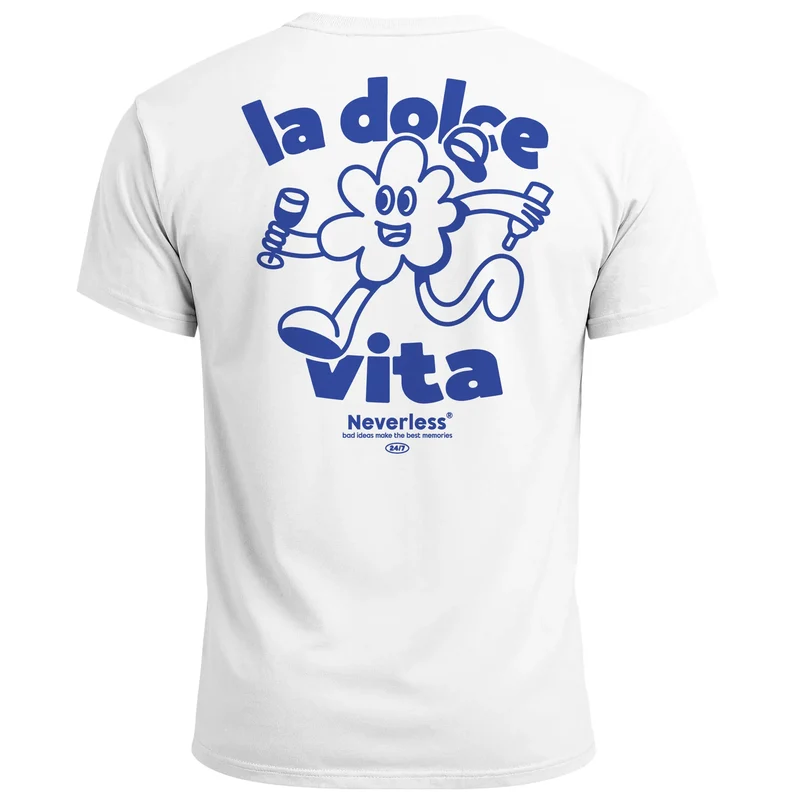 Herren T-Shirt Backprint La Dolce Vita Grafikshirt Schriftzug Fashion Streetstyle
