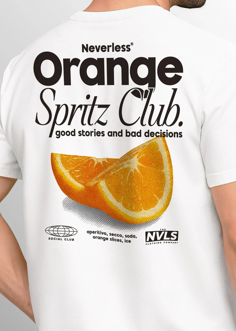 Herren T-Shirt Backprint Orange Club Grafikshirt Männer Sommer Fashion Streetstyle Baumwolle