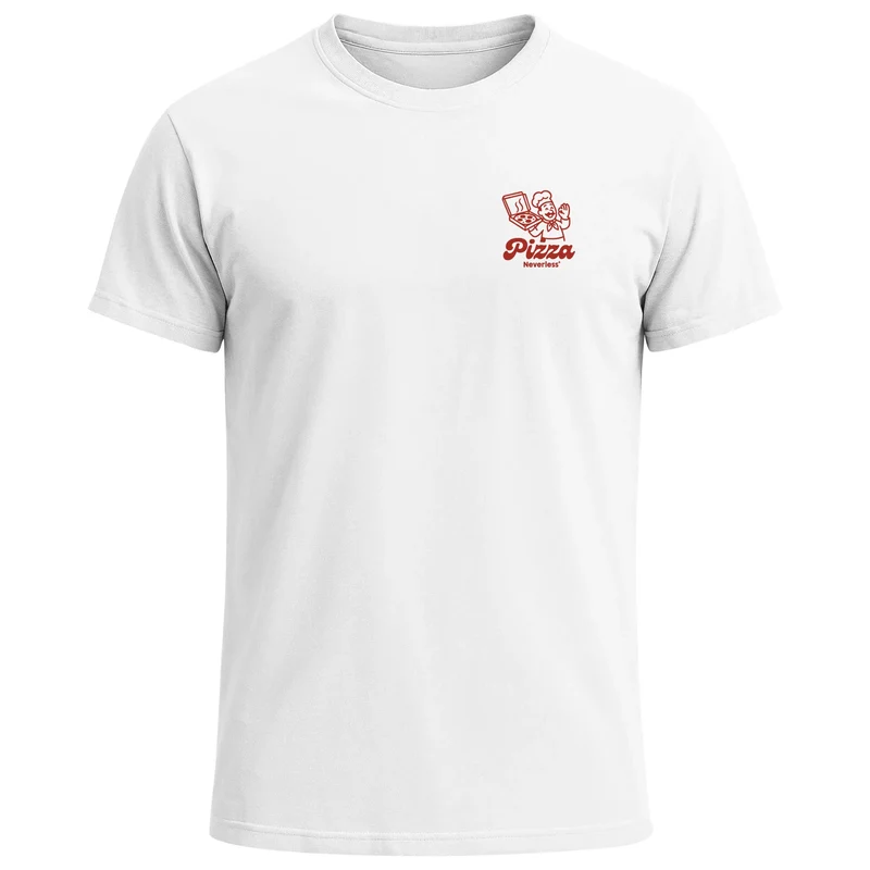Herren T-Shirt Backprint Pizza Print Spruch Lustig Grafikshirt Männer Sommer Fashion Streetstyle