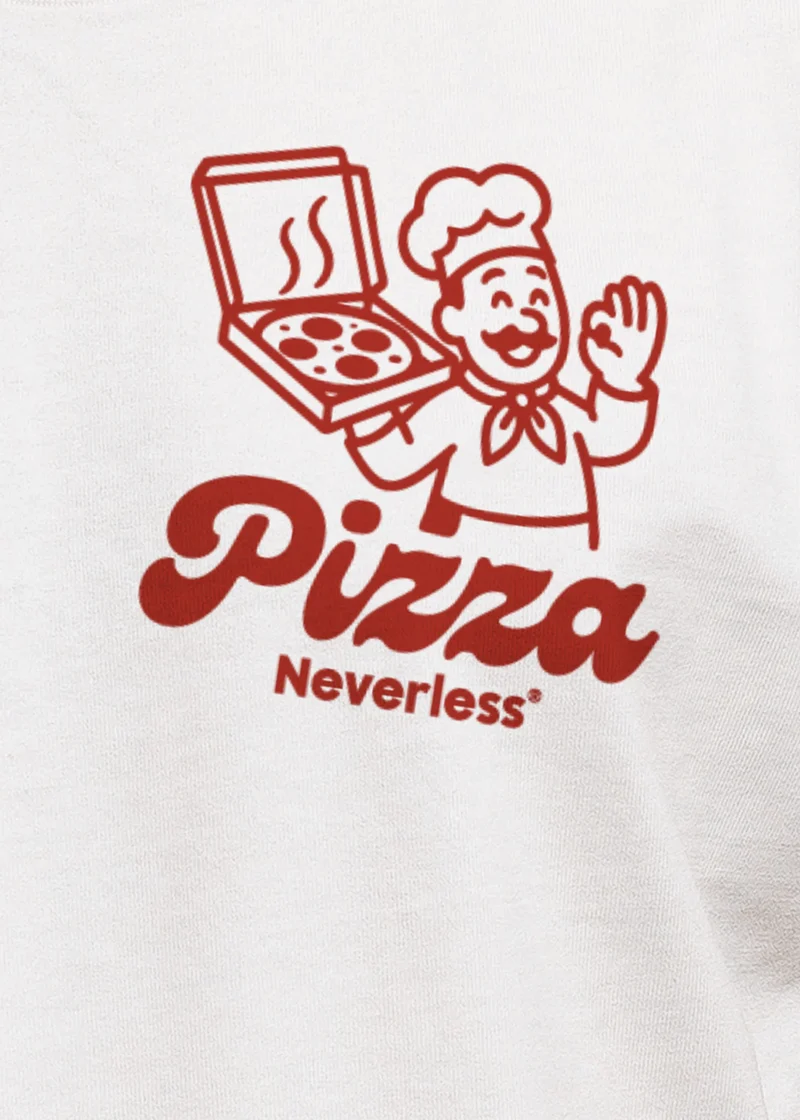 Herren T-Shirt Backprint Pizza Print Spruch Lustig Grafikshirt Männer Sommer Fashion Streetstyle