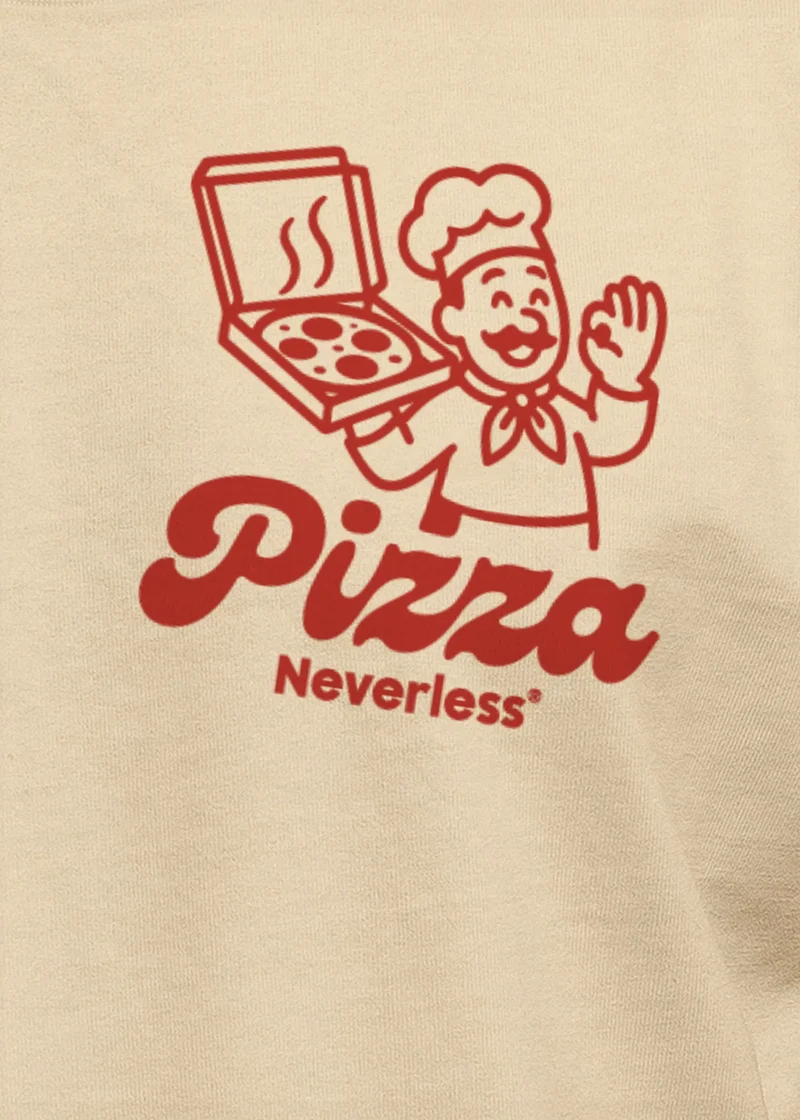 Herren T-Shirt Backprint Pizza Print Spruch Lustig Grafikshirt Männer Sommer Fashion Streetstyle