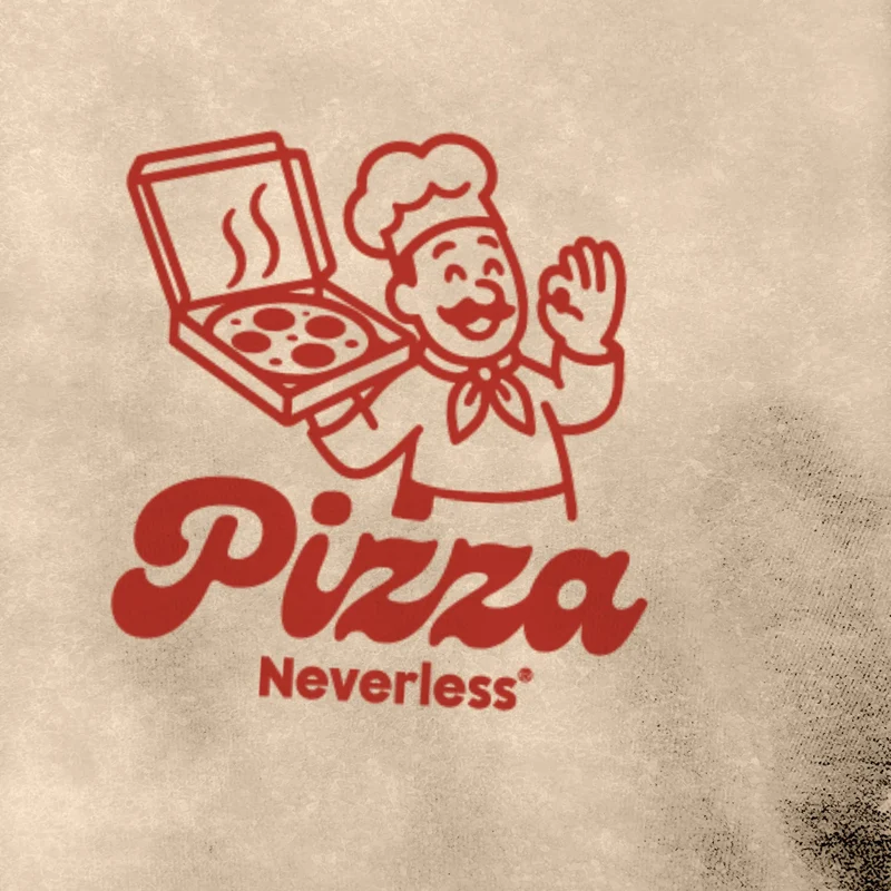 Herren Vintage T-Shirt Backprint Pizza Printshirt Grafik Illustration Aufdruck Used Look